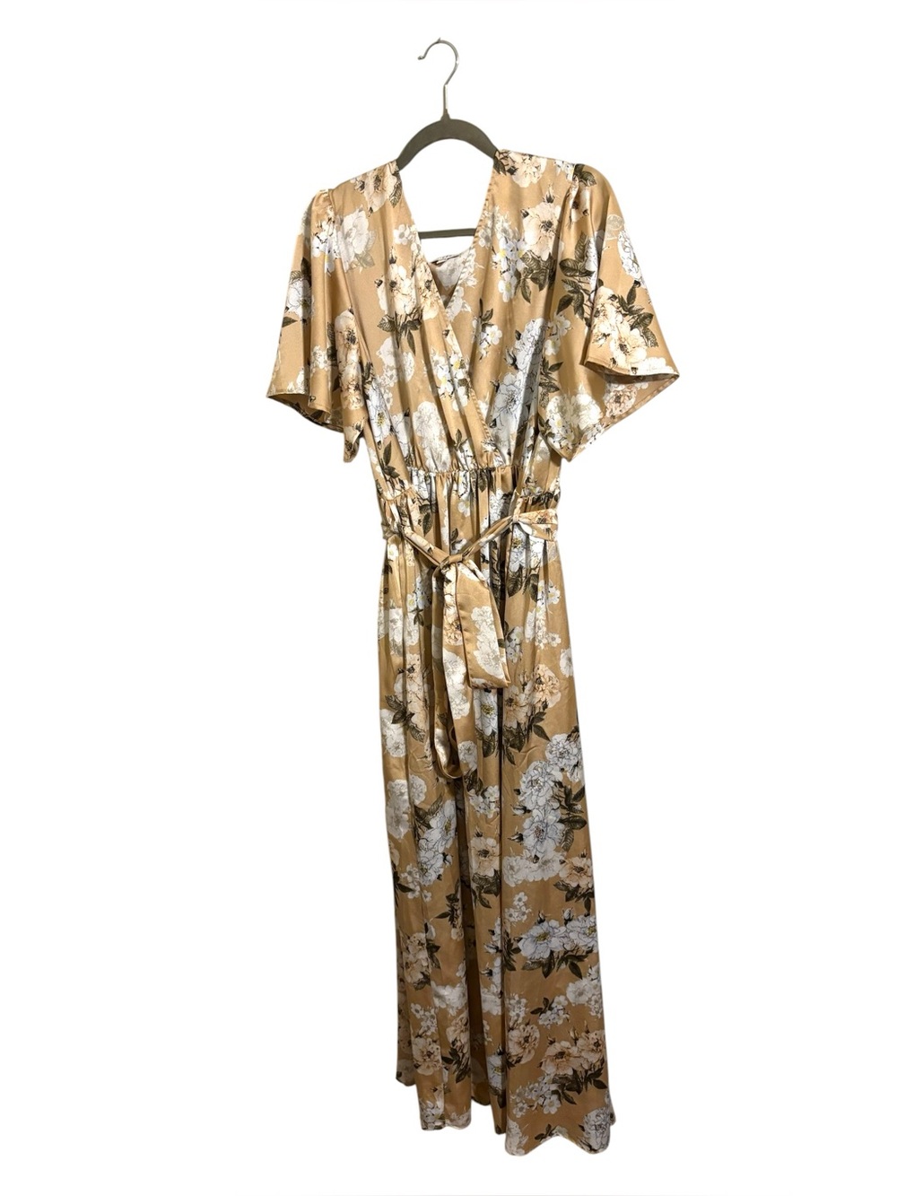 Baltic Born Sicily Taupe Floral Belted Maxi Dress Size XXXL